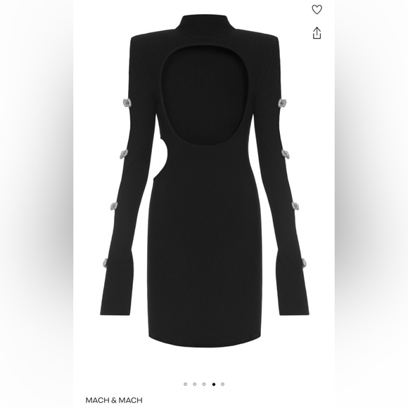 MACH & MACH Crystal-Embellished Cutout Ribbed-Knit Mini Dress - Picture 2 of 13